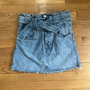 Free People Denim Jean Mini Skirt - belted and frayed